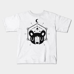 Moon Bear Geometric Design in Black Kids T-Shirt